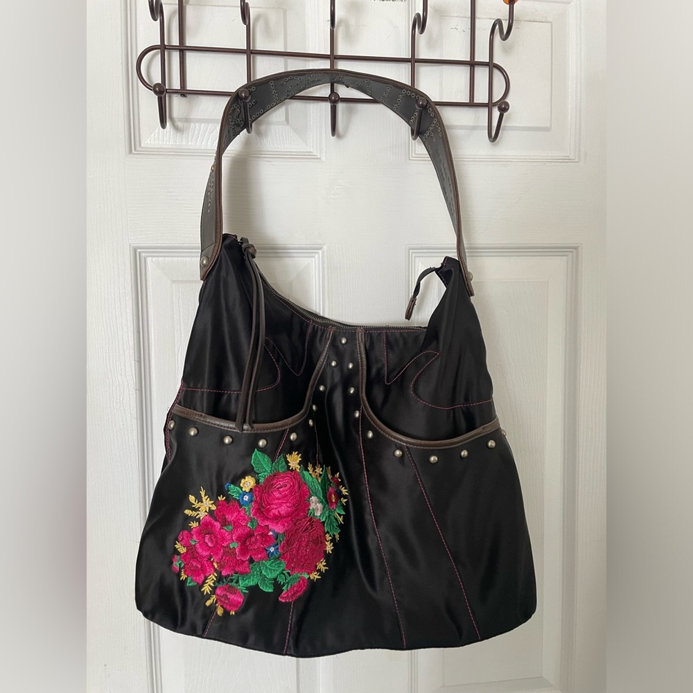Betsey Johnson Betseyville Nylon Embroidered Shoulder Bag